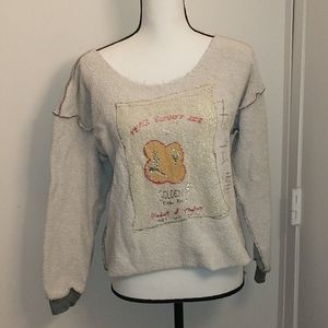 Custom Ketchup sweater distressed funky cut-off OS